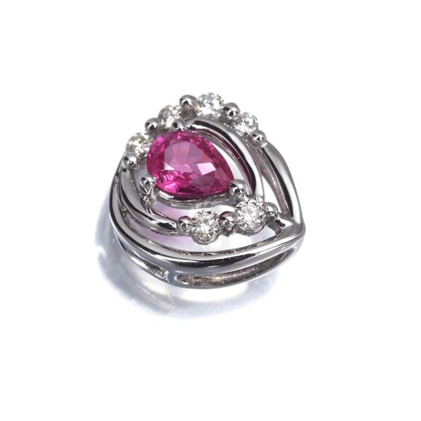 PENDANT RUBY DIAMOND TEARDROP PT 950 - 2