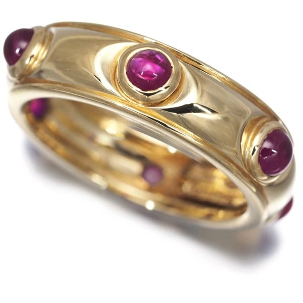 TIFFANY&CO. RING RUBY 6P CABOCHON 18K 750 YELLOW GOLD: Tiffany&Co. Ring Ruby 6P Cabochon 18K 750 Yellow Gold Brand: Tiffany & Co. Type/Style: Ring Material: 18K/ 750 Yellow Gold, Main Stone Natural Color: Yellow Gold Size: US5 Accessories: None