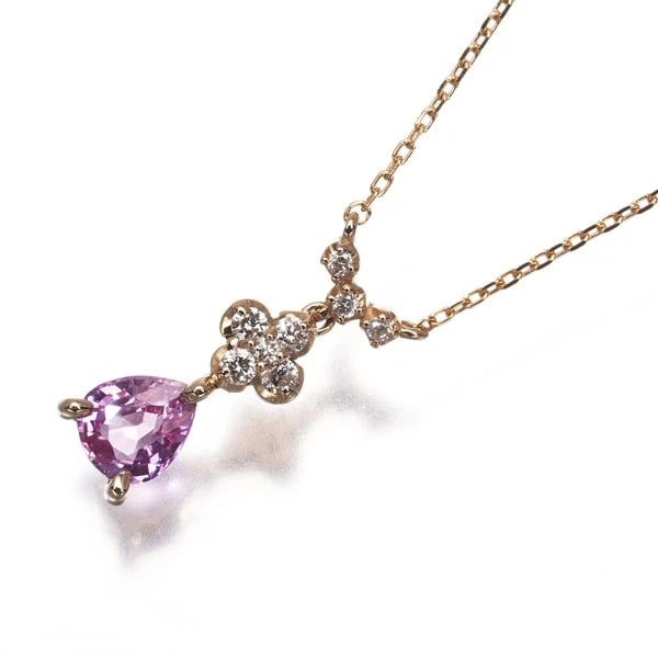 NON HEAT PURPLESAPPHIRE DIAMOND NECKLACE 18K 750 ROSE GOLD: NON HEAT PurpleSapphire Diamond Necklace 18K 750 Rose Gold Brand: Unbranded Type/Style: Necklace Material: 18K /750 Rose Gold, Main Stone Natural Color: Rose Gold Size: Necklace length: 36 / 40cm