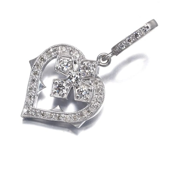 LOREE RODKIN PENDANT DIAMOND HEART CROSS: Loree Rodkin Pendant Diamond Heart Cross Brand: Loree Rodkin Type/Style: Pendant Material: 18K/ 750 White Gold, Main Stone Natural Color: White Gold Size: Design size: 31.2 x 15.7mm Bail inner
