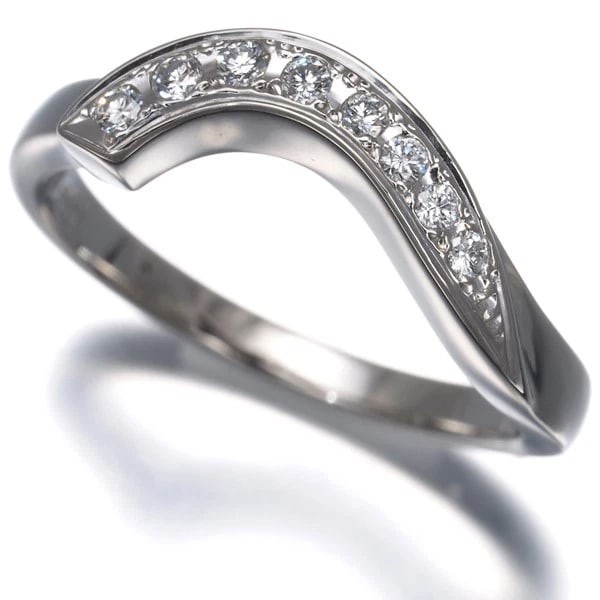 MIKIMOTO RING DIAMOND WAVE 900 PLATINUM: Mikimoto Ring Diamond Wave 900 Platinum Brand: MIKIMOTO Type/Style: Ring Material: 900/ Platinum, Main Stone Natural Color: Silver Size: US6-6.25 Accessories: None Accessories Notice: When