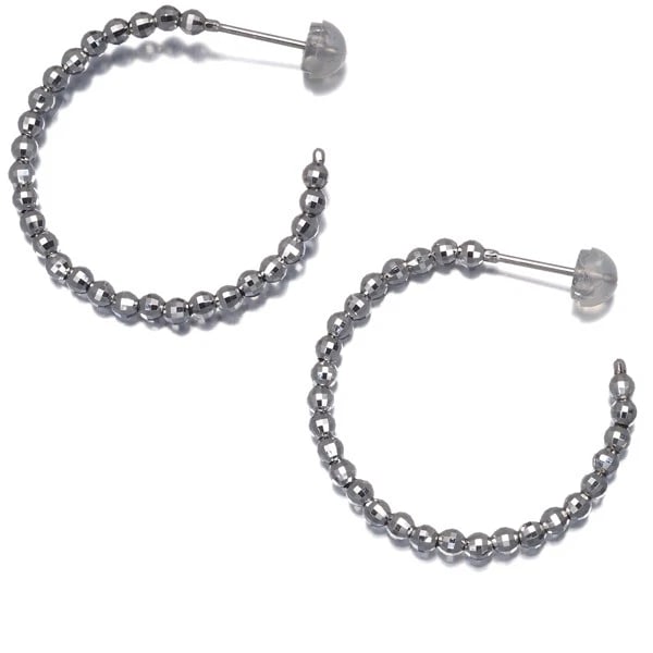 HOOP MIRROR BALL EARRINGS 18K 750 WHITE GOLD: Hoop Mirror Ball Earrings 18K 750 White Gold Brand: Unbranded Type/Style: Earring Material: 18K/ 750 White Gold, Color: White Gold Size: Design size: length 28.5 x width 28.5 x thickness 2.5mm Acc