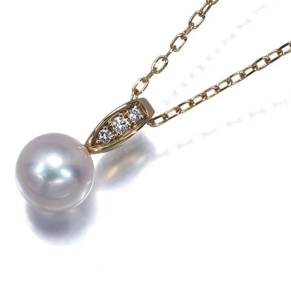 MIKIMOTO NECKLACE AKOYA PEARL DIAMOND SOLITAIRE 18K YG: Mikimoto Necklace Akoya Pearl Diamond Solitaire 18K YG Brand: MIKIMOTO Type/Style: Necklace Material: 18K /750 Yellow Gold, Main Stone Cultured Color: Yellow Gold Size: Necklace length: 40cm Total