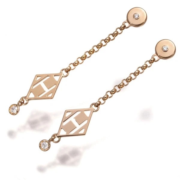 HERMES EARRINGS DIAMOND GAMBADE 18K 750 ROSE GOLD: HERMES Earrings Diamond Gambade 18K 750 Rose Gold Brand: HERMES Type/Style: Earring Material: 18K /750 Rose Gold, Main Stone Natural Color: Rose Gold Size: Design size: 44.5 x 8.2mm Accessories: None