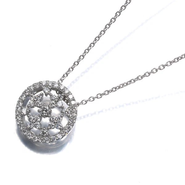 PONTE VECCHIO NECKLACE DIAMOND CIRCLE FLOWER: Ponte Vecchio Necklace Diamond Circle Flower Brand: Ponte Vecchio Type/Style: Necklace Material: 999/ 850 /Platinum, Main Stone Natural Color: Silver Size: Necklace length: 39 / 45cm Pendant size: Dia