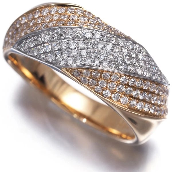 DIAMOND PAVED BICOLOR RING 18K 750 ROSE GOLD/WG: Diamond Paved Bicolor Ring 18K 750 Rose Gold/WG Brand: Unbranded Type/Style: Ring Material: 18K/ 750 Rose Gold/WG, Main Stone Natural Color: RG,WG Size: US7.25-7.5 Accessories: None Access