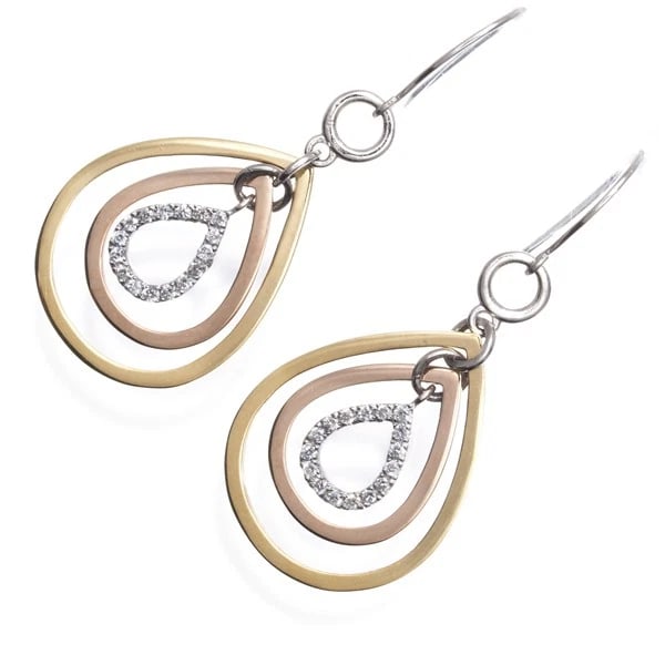 DIAMOND 3COLOR DROP EARRINGS 18K YG/RG/PT 900: Diamond 3color Drop Earrings 18K YG/RG/Pt 900 Brand: Unbranded Type/Style: Earrings Material: 18K / 750 / Yellow Gold,18K / 750 / Rose Gold900 / Platinum, Main Stone Natural Color: YG,RG,Silver Size: