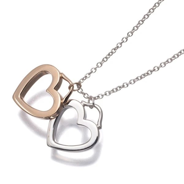 TIFFANY&CO. NECKLACE SENTIMENTAL HEART DOUBLE SILVER 925/18K RG: Tiffany&Co. Necklace Sentimental Heart Double Silver 925/18K RG Brand: Tiffany & Co. Type/Style: Necklace Material: 925 / Sterling Silver,18K / 750 / Rose Gold, Color: RG,Silver Size: Necklace length: