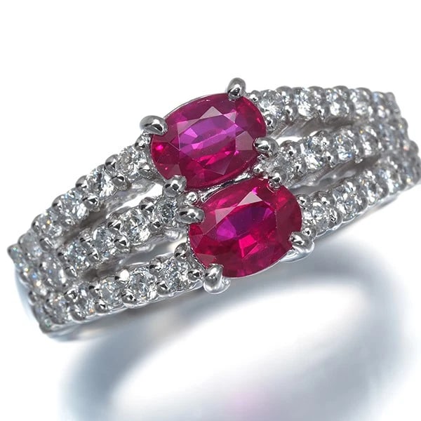 RUBY DIAMOND CLASSIC OPENWORK RING 900 PLATINUM - 2