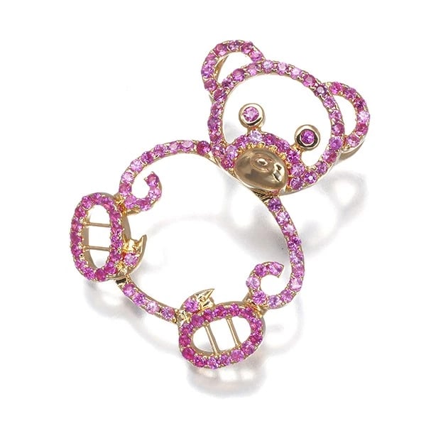 PINK SAPPHIRE BEAR PENDANT 18K 750 YELLOW GOLD: Pink Sapphire Bear Pendant 18K 750 Yellow Gold Brand: Unbranded Type/Style: Pendant Material: 18K/ 750 Yellow Gold, Main Stone Natural Color: Yellow Gold Size: Design size: 17.8 x 20.5mm Bail inner
