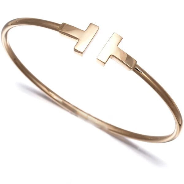 TIFFANY&CO. BRACELET TIFFANY T WIRE BANGLE 18K 750 ROSE GOLD: Tiffany&Co. Bracelet Tiffany T Wire Bangle 18K 750 Rose Gold Brand: Tiffany & Co. Type/Style: Bracelet Material: 18K /750 Rose Gold, Color: Rose Gold Size: Inner circumference: 16cm Design width: