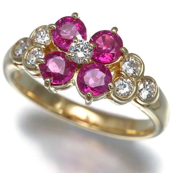 MONNICKENDAM RING RUBY DIAMOND FLOWER 18K YG: MONNICKENDAM Ring Ruby Diamond Flower 18K YG Brand: MONNICKENDAM Type/Style: Ring Material: 18K/ 750 Yellow Gold, Main Stone Natural Color: Yellow Gold Size: US5.75-6 Accessories: None Accessories