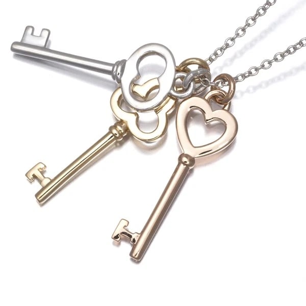 TIFFANY&CO. NECKLACE TRIPLEKEY 3COLOR SILVER 925/18K YG/RG: Tiffany&Co. Necklace TripleKey 3color Silver 925/18K YG/RG Brand: Tiffany & Co. Type/Style: Necklace Material: 925 / Sterling Silver,18K / 750 / Yellow Gold,18K / 750 / Rose Gold, Color: YG,RG,Silver 