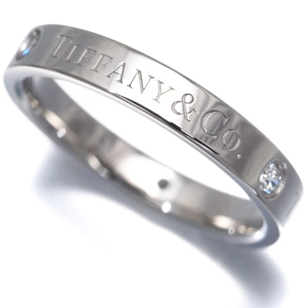 TIFFANY&CO. RING DIAMOND FLAT BAND 3P 950 PLATINUM: Tiffany&Co. Ring Diamond Flat Band 3P 950 Platinum Brand: Tiffany & Co. Type/Style: Ring Material: 950 /Platinum, Main Stone Natural Color: Silver Size: US5.5-5.75 Accessories: None Accessories