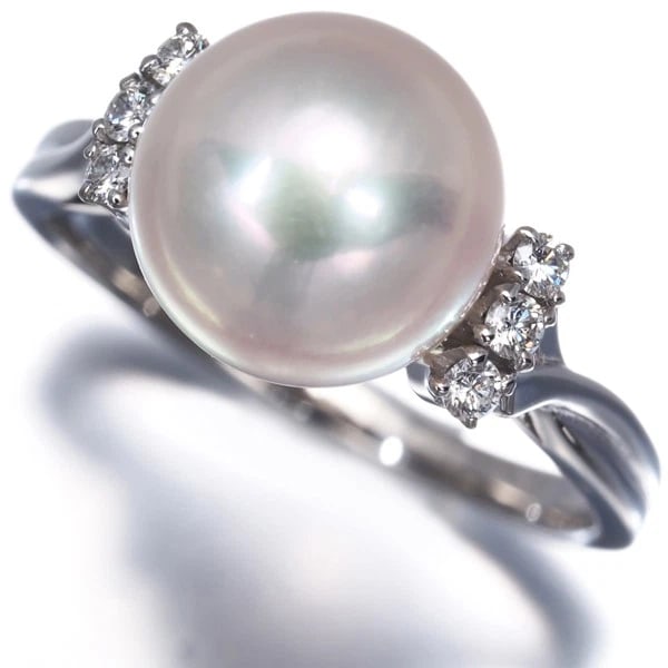 MIKIMOTO RING AKOYA PEARL DIAMOND 950 PLATINUM: Mikimoto Ring Akoya Pearl Diamond 950 Platinum Brand: MIKIMOTO Type/Style: Ring Material: 950/ Platinum, Main Stone Cultured Color: Silver Size: US5.75-6 Accessories: None Accessories Notice: When