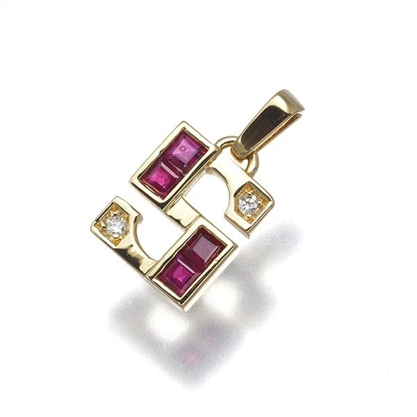 MIKIMOTO PENDANT RUBY DIAMOND INITIAL S 18K 750 YELLOW GOLD: Mikimoto Pendant Ruby Diamond Initial S 18K 750 Yellow Gold Brand: MIKIMOTO Type/Style: Pendant Material: 18K /750/ Yellow Gold, Main Stone Natural Color: Yellow Gold Size: Design size: 11.0 x 9.5mm T