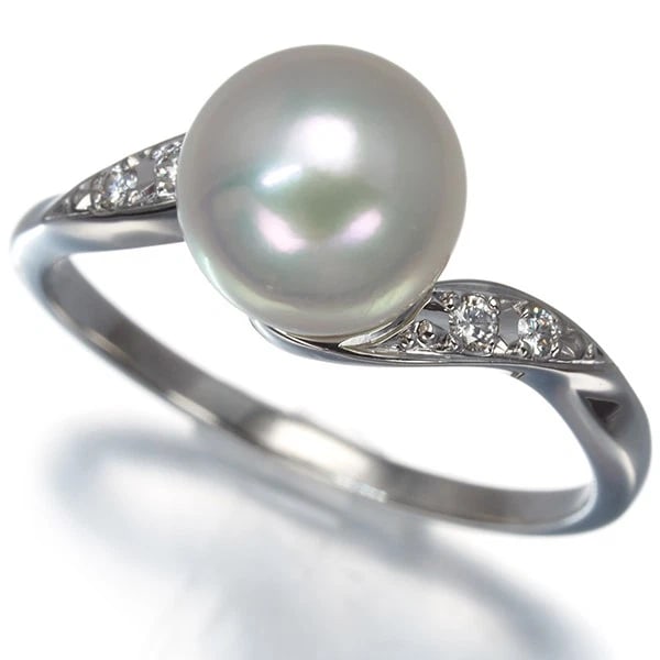 MIKIMOTO RING AKOYA PEARL DIAMOND SOLITAIRE: Mikimoto Ring Akoya Pearl Diamond Solitaire Brand: MIKIMOTO Type/Style: Ring Material: 950/ Platinum, Main Stone Cultured Color: Silver Size: US6-6.25 Accessories: None Accessories Notice: When