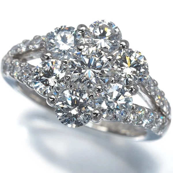 DIAMOND FLOWER RING 950 PLATINUM: Diamond Flower Ring 950 Platinum Brand: Unbranded Type/Style: Ring Material: 950 /Platinum, Main Stone Natural Color: Silver Size: US6-6.25 Accessories: None Accessories Notice: When purch