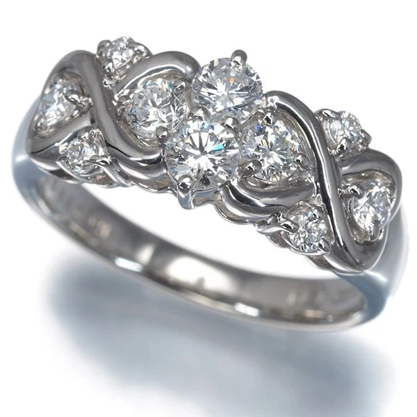 DIAMOND 10P RING 900 PLATINUM: Diamond 10P Ring 900 Platinum Brand: Unbranded Type/Style: Ring Material: 900 /Platinum, Main Stone Natural Color: Silver Size: US6-6.25 Accessories: None Accessories Notice: When purchasi