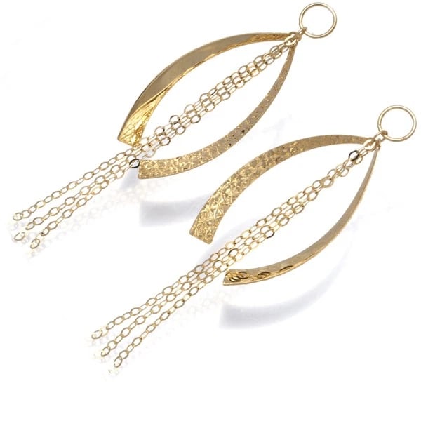 HANDCRAFTED DROP CHAIN FRINGE CHARMS FOR EARRINGS: Handcrafted Drop Chain Fringe Charms for Earrings Brand: Unbranded Type/Style: Earring Material: 18K/ 750 Yellow Gold, Color: Yellow Gold Size: Design size: 51.0 x 10.5mm Charm Total length: 55.0mm In
