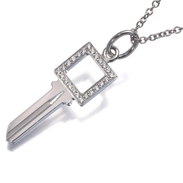 TIFFANY&CO. NECKLACE DIAMOND TIFFANY KEYS - MODERN KEY 18K WG: Tiffany&Co. Necklace Diamond Tiffany Keys - Modern Key 18K WG Brand: Tiffany & Co. Type/Style: Necklace Material: 18K/ 750/ White Gold, Main Stone Natural Color: White Gold Size: Necklace length: 51cm
