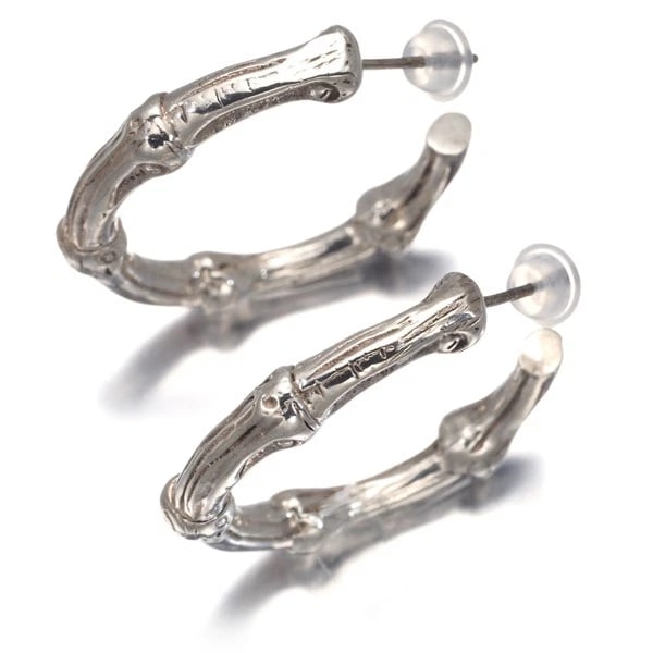 TIFFANY&CO. EARRINGS NATURE BAMBOO HOOP 925 STERLING SILVER: Tiffany&Co. Earrings Nature Bamboo Hoop 925 Sterling Silver Brand: Tiffany & Co. Type/Style: Earring Material: 925 /Sterling Silver, Color: Silver Size: Design size: length 28.8 x width 27.6 x thickne