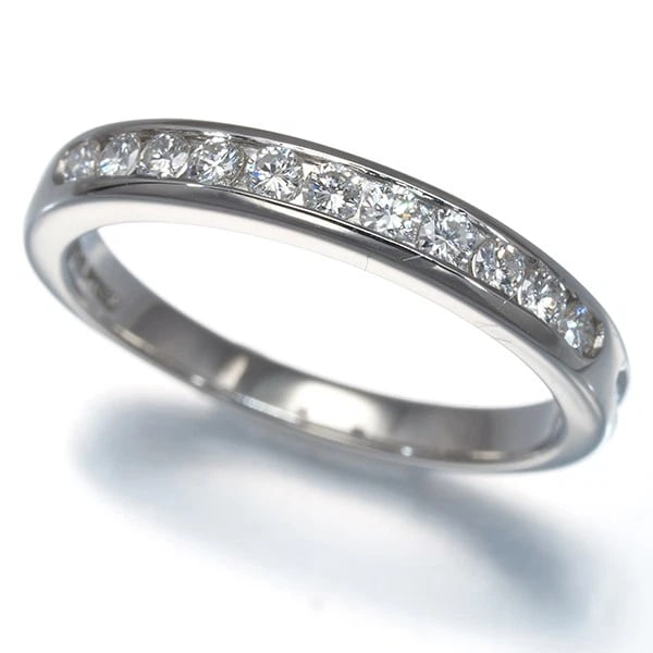 TIFFANY&CO. RING DIAMOND WEDDING BAND CHANNEL SET HALF ETERNITY PT 950: Tiffany&Co. Ring Diamond Wedding Band Channel Set Half Eternity Pt 950 Brand: Tiffany & Co. Type/Style: Ring Material: Pt/ 950, Main Stone Natural Color: Silver Size: US5 Accessories: None