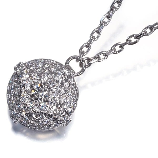 DIAMOND PAVED NECKLACE 950 850 PLATINUM: Diamond Paved Necklace 950 850 Platinum Brand: Unbranded Type/Style: Necklace Material: 950 /850 /Platinum, Main Stone Natural Color: Silver Size: Necklace length: 41 / 47cm Pendant size: Diameter