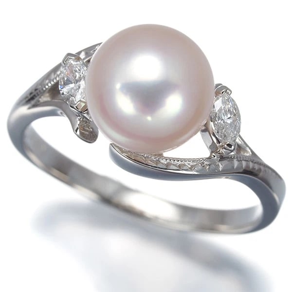 TASAKI RING AKOYA PEARL DIAMOND MARQUISE PT 900: TASAKI Ring Akoya Pearl Diamond Marquise Pt 900 Brand: TASAKI Type/Style: Ring Material: Pt /900, Main Stone Cultured Color: Silver Size: US6-6.25 Accessories: None Accessories Notice: Whe