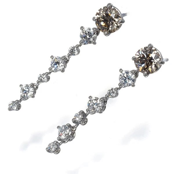 KASHIKEY EARRINGS DIAMOND DROP PT/900 PLATINUM: KASHIKEY Earrings Diamond Drop Pt/900 Platinum Brand: KASHIKEY Type/Style: Earrings Material: Pt/900 Platinum, Main Stone Natural Color: Silver Size: Full length of total design: 28.6mm Accessorie