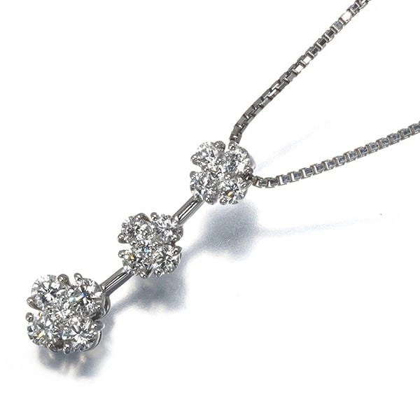 MONNICKENDAM NECKLACE DIAMOND FLOWER STATION DROP PT 900/PT 850 (1 of 2)