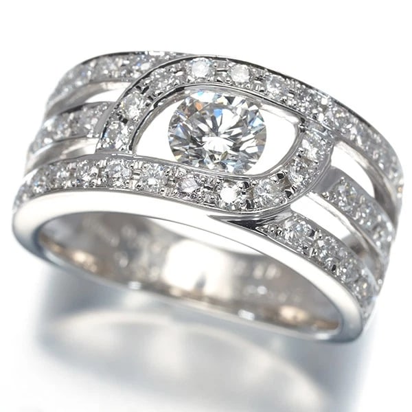 DIAMOND OPENWORK RING 900 PLATINUM: Diamond Openwork Ring 900 Platinum Brand: Unbranded Type/Style: Ring Material: 900/ Platinum, Main Stone Natural Color: Silver Size: US6.5-6.75 Accessories: None Accessories Notice: When p