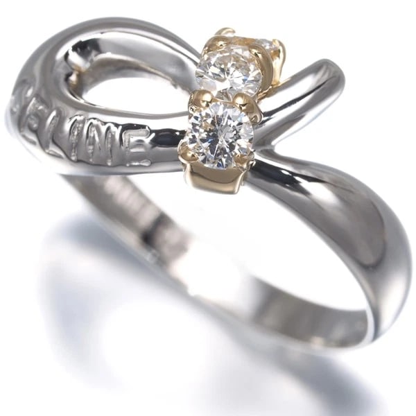 CELINE RING DIAMOND LOGO BICOLOR PT 900/18K YG: CELINE Ring Diamond Logo Bicolor Pt 900/18K YG Brand: CELINE Type/Style: Ring Material: 900 / Platinum,18K / 750 / Yellow Gold, Main Stone Natural Color: YG,Silver Size: US6-6.25 Accessories: None