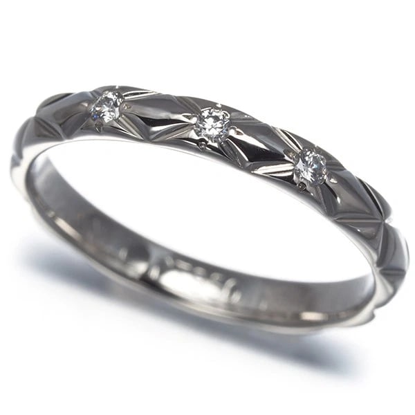 CHANEL RING DIAMOND MATELASSE SMALL 950 PLATINUM: CHANEL Ring Diamond Matelasse Small 950 Platinum Brand: CHANEL Type/Style: Ring Material: 950/ Platinum, Main Stone Natural Color: Silver Size: US4.25 - 4.5 Accessories: None Accessories Notice: When