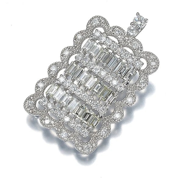 DIAMOND MILGRAIN PENDANT 950 PLATINUM: Diamond Milgrain Pendant 950 Platinum Brand: Unbranded Type/Style: Pendant Material: 950 /Platinum, Main Stone Natural Color: Silver Size: Design size: 26.8 x 16.5mm Bail inner diameter: 4.2 x 1.5mm