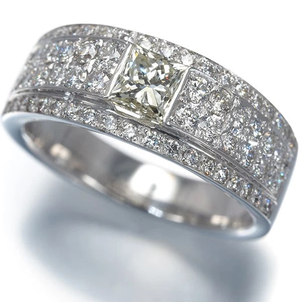 YELLOW &CLEAR DIAMOND PRINCESS-CUT RING 18K 750 WHITE GOLD: Yellow &Clear Diamond Princess-cut Ring 18K 750 White Gold Brand: Unbranded Type/Style: Ring Material: 18K /750 White Gold, Main Stone Natural Color: White Gold Size: US5.75-6 Accessories: None