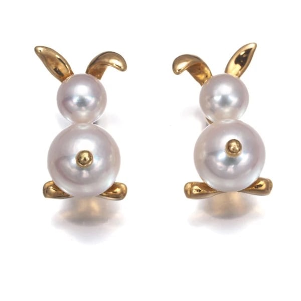 TASAKI EARRINGS BABY AKOYA PEARL RABBIT 18K 750 YELLOW GOLD: TASAKI Earrings Baby Akoya Pearl Rabbit 18K 750 Yellow Gold Brand: TASAKI Type/Style: Earring Material: 18K /750 Yellow Gold, Main Stone Cultured Color: Yellow Gold Size: Design size: 12.4 x 7.4mm