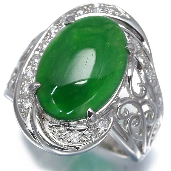 JADE DIAMOND RING 850 PLATINUM: Jade Diamond Ring 850 Platinum Brand: Unbranded Type/Style: Ring Material: 850 /Platinum, Main Stone Natural Color: Silver Size: US6-6.25 Accessories: None Accessories Notice: When purchas
