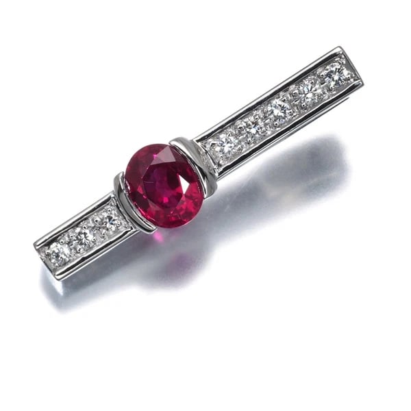 TASAKI PENDANT RUBY DIAMOND 900 PLATINUM: TASAKI Pendant Ruby Diamond 900 Platinum Brand: TASAKI Type/Style: Pendant Material: 900/ Platinum, Main Stone Natural Color: Silver Size: Design size: 25.0 x 3.3mm Bail inner diameter: 4.8 x 2.2mm