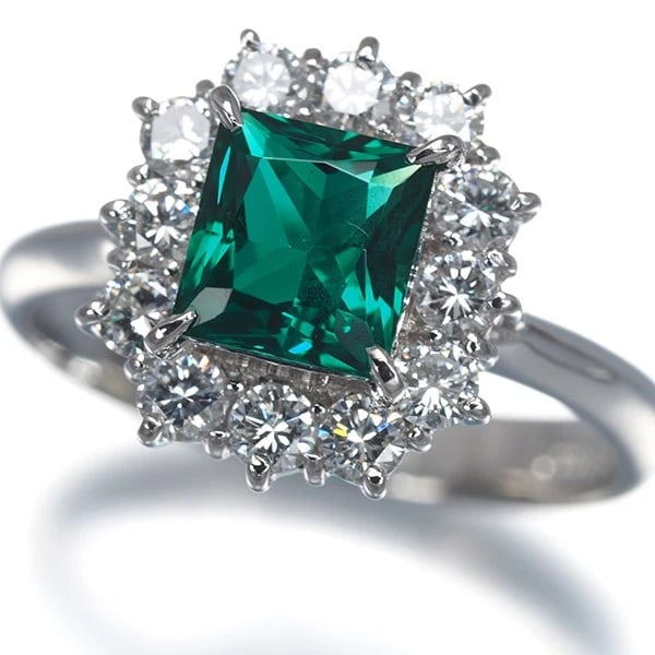 CRESCENT VERT RING LAB-CREATED EMERALD DIAMOND (1 of 2)
