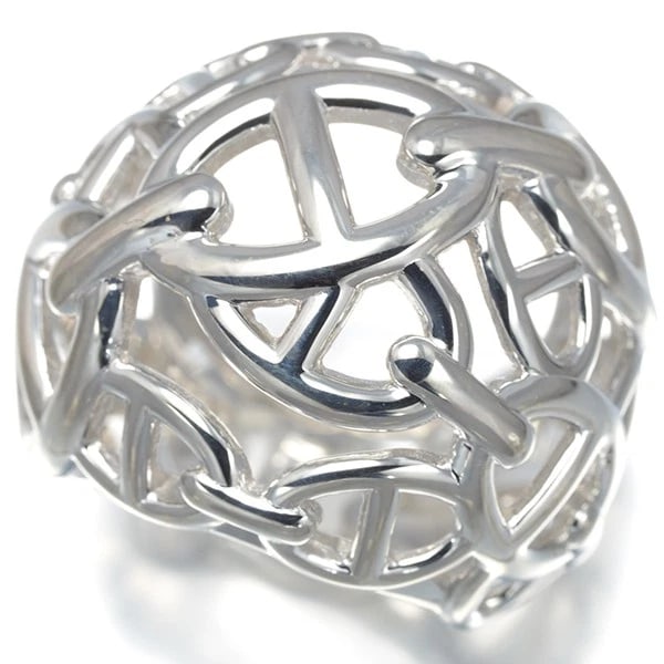 HERMES RING CHAINE D'ANCRE ENCHAINE TGM 925 STERLING SILVER: HERMES Ring Chaine d'Ancre Enchaine TGM 925 Sterling Silver Brand: HERMES Type/Style: Ring Material: 925 /Sterling Silver, Color: Silver Size: US7 Accessories: None Accessories Notice: Whe
