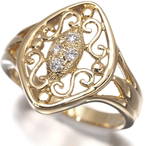 MIKIMOTO RING DIAMOND OPENWORK 18K 750 YELLOW GOLD: Mikimoto Ring Diamond Openwork 18K 750 Yellow Gold Brand: MIKIMOTO Type/Style: Ring Material: 18K/ 750 Yellow Gold, Main Stone Natural Color: Yellow Gold Size: US5 Accessories: None Access
