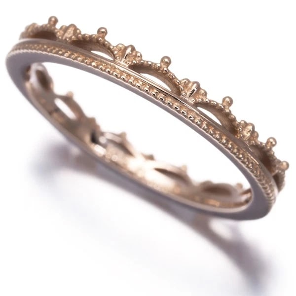 K.UNO RING CROWN MILGRAIN PINKY 18K 750 ROSE GOLD: K.uno Ring Crown Milgrain Pinky 18K 750 Rose Gold Brand: K.uno Type/Style: Ring Material: 18K /750 Rose Gold, Color: Rose Gold Size: US2.75-3 Accessories: None Accessories Notice: When pur
