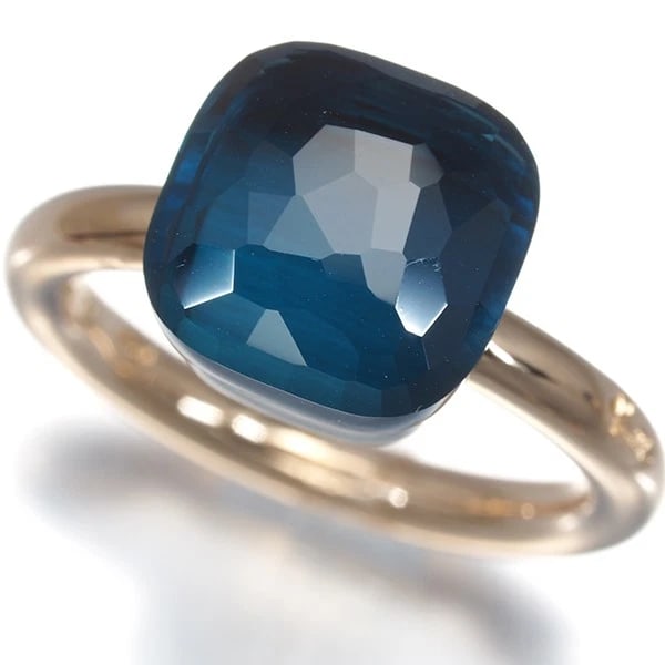 POMELLATO RING BLUE TOPAZ NUDO CLASSIC 18K 750 ROSE GOLD/WG: Pomellato Ring Blue Topaz Nudo Classic 18K 750 Rose Gold/WG Brand: Pomellato Type/Style: Ring Material: 18K/ 750 Rose Gold/WG, Main Stone Natural Color: RG,WG Size: US5 - 5.25 Accessories: None