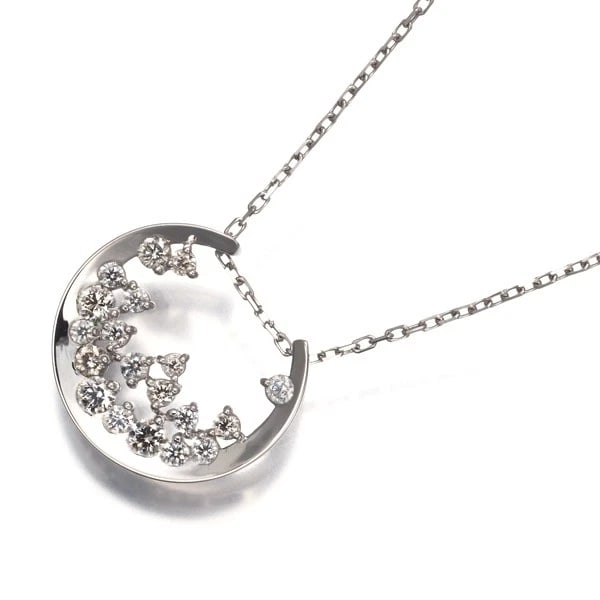 BROWN &CLEAR DIAMOND MOON NECKLACE 900 850 PLATINUM: Brown &Clear Diamond Moon Necklace 900 850 Platinum Brand: Unbranded Type/Style: Necklace Material: 900/ 850 /Platinum, Main Stone Natural Color: Silver Size: Necklace length: 45cm Accessories: No