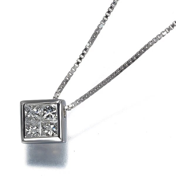 VENDOME NECKLACE DIAMOND PRINCESS-CUT SQUARE 950 850 PLATINUM: VENDOME Necklace Diamond Princess-cut Square 950 850 Platinum Brand: VENDOME Type/Style: Necklace Material: 950 /850 Platinum, Main Stone Natural Color: Silver Size: Necklace length: 36 / 40cmPendant
