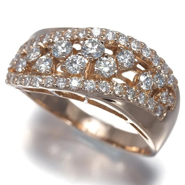 DIAMOND WAVE OPENWORK RING 18K 750 ROSE GOLD: Diamond Wave Openwork Ring 18K 750 Rose Gold Brand: Unbranded Type/Style: Ring Material: 18K/ 750 Rose Gold, Main Stone Natural Color: Rose Gold Size: US7.75 Accessories: None Accessories Notice: