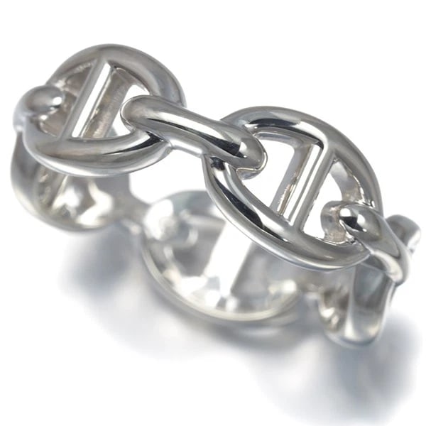 HERMES RING CHAINE D'ANCRE ENCHAINE PM 925 STERLING SILVER: HERMES Ring Chaine d'Ancre Enchaine PM 925 Sterling Silver Brand: HERMES Type/Style: Ring Material: 925 /Sterling Silver, Color: Silver Size: US7.5 - 7.75 Accessories: None Accessories Not