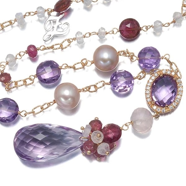 ZACCAI NECKLACE AMETHYST DIAMOND MULTI-STONE PEARL Y-DROP 18K RG/WG: Zaccai Necklace Amethyst Diamond Multi-stone Pearl Y-drop 18K RG/WG Brand: zoccai Type/Style: Necklace Material: 18K / 750 / Rose Gold,18K / 750 / White Gold, Main Stone Natural Color: RG,WG Size: Nec