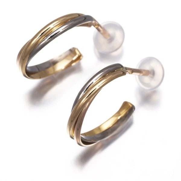 CARTIER EARRINGS TRINITY 3COLOR HOOP 18K 750 YELLOW WHITE ROSE GOLD: Cartier Earrings Trinity 3color Hoop 18K 750 Yellow White Rose Gold Brand: Cartier Type/Style: Earring Material: 18K /750 Yellow, White ,Rose Gold, Color: YG,WG,RG Size: Design size: length 14.2 x